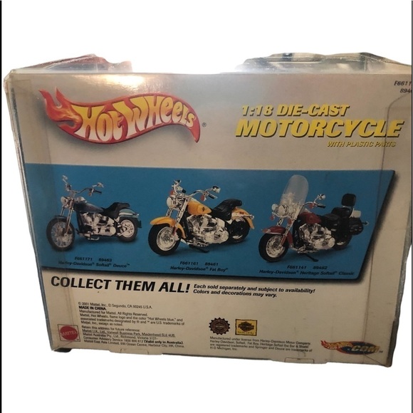 Hot Wheels Harley/Davidson Softail Deuce Die Cast Motorcycle Collectors 2001 - Picture 3 of 3